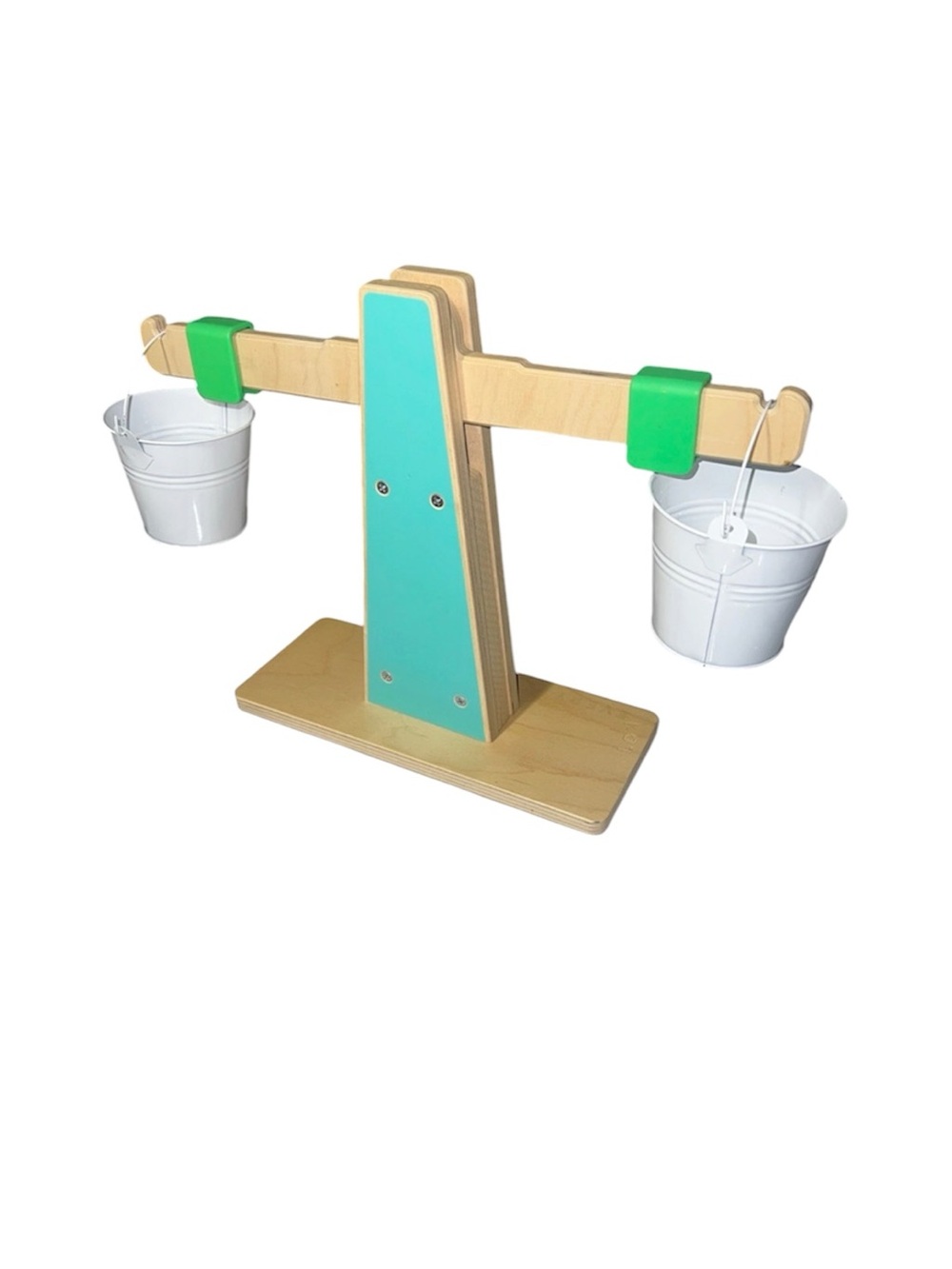 LOVEVERY Wooden Balance Scale Toy in Teal and White